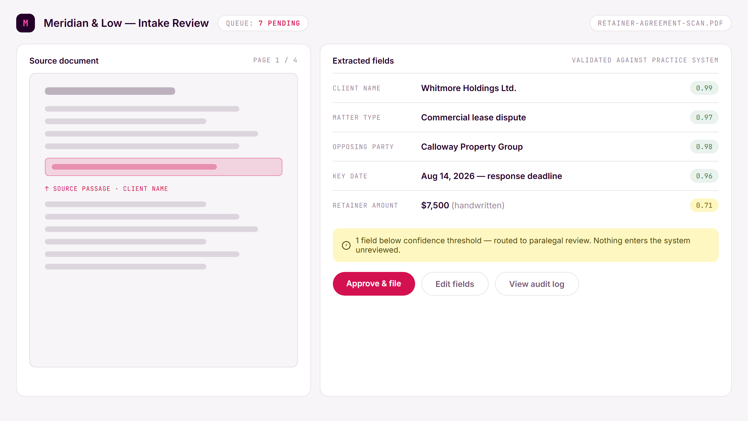 Meridian & Low — AI Document Intake Automation